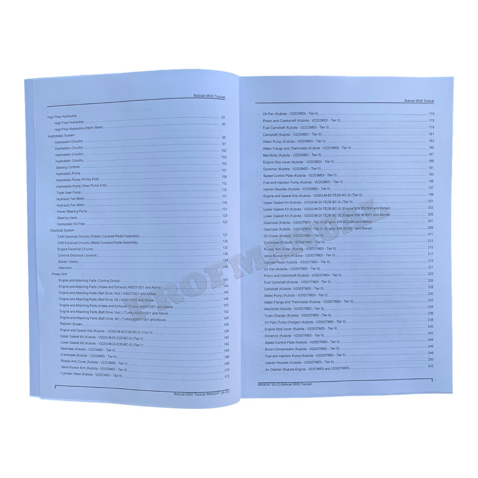 Bobcat 5600 Toolcat Work Machine Parts Catalog Manual A00211001- A00311001-