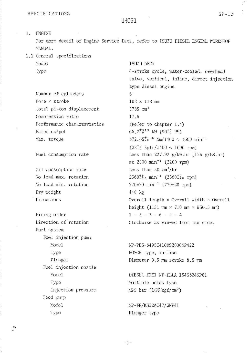 HITACHI UH061 Excavator Service Manual