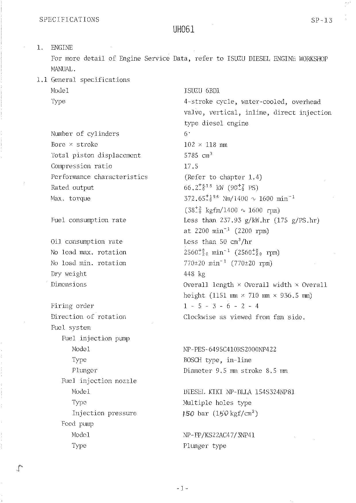 HITACHI UH061 Excavator Service Manual