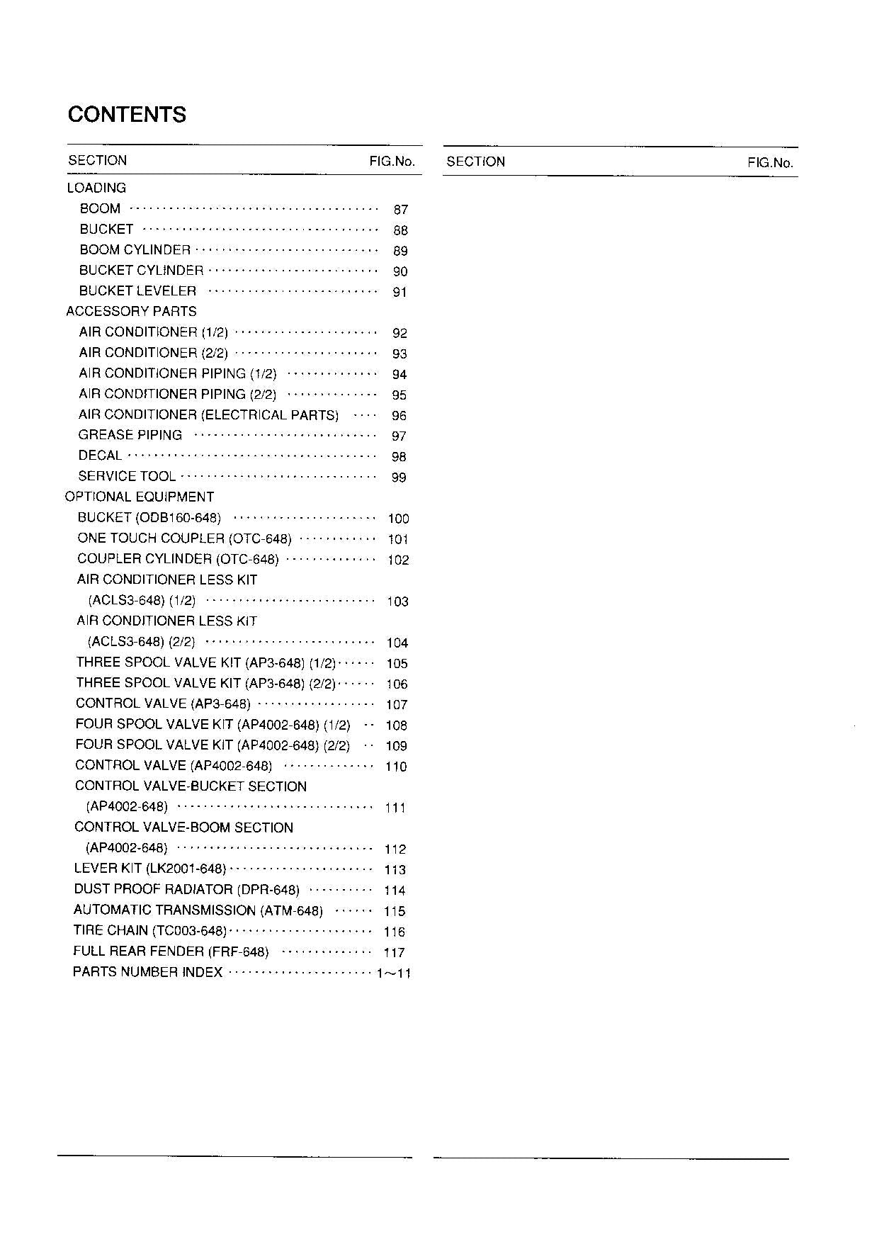 Hitachi LX110-7 Wheel Loader Parts Catalog Manual SN 01101