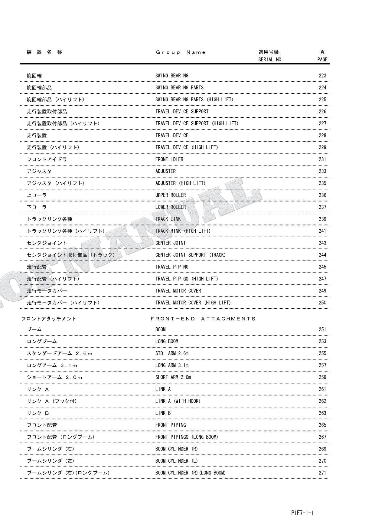 HITACHI ZAXIS ZX185USR Excavator Parts Catalog Manual SN 005001-