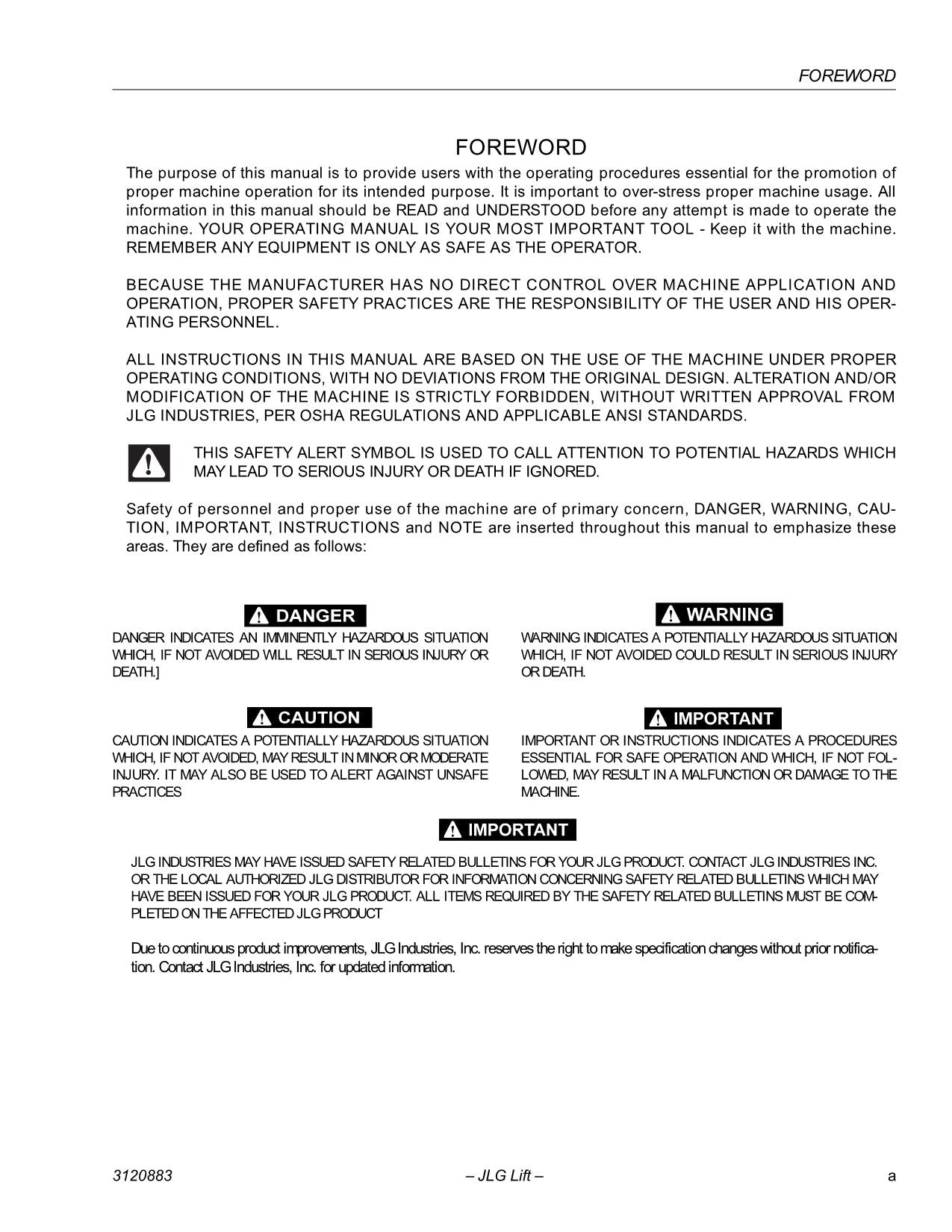 Manual del operador de mantenimiento de plataformas elevadoras JLG E45A E45AJ M45A M45AJ 3120883