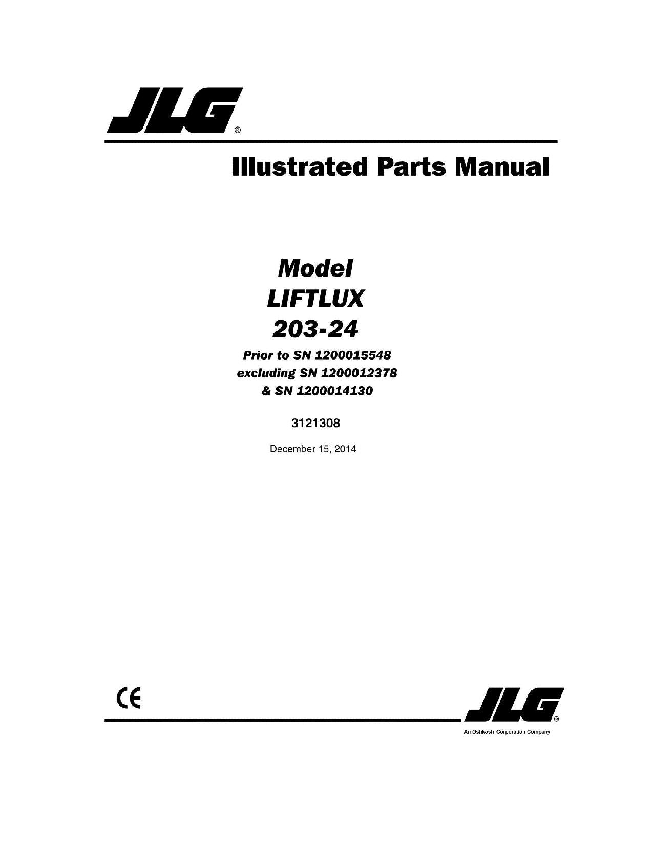 LIFTLUX 203-24 Scissor Lift Parts Catalog Hard Copy Manual