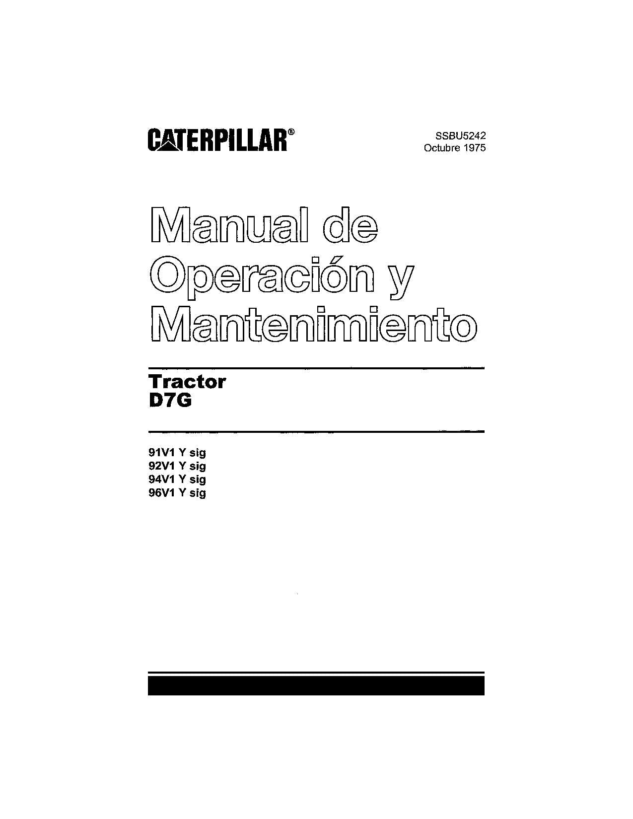 Caterpillar D7G Tractor de Cadenas Manual de Operación y Mantenimiento SSBU5242