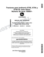 John Deere X750 X754 X758 Tractor Manual del Operador Español SN 100001-