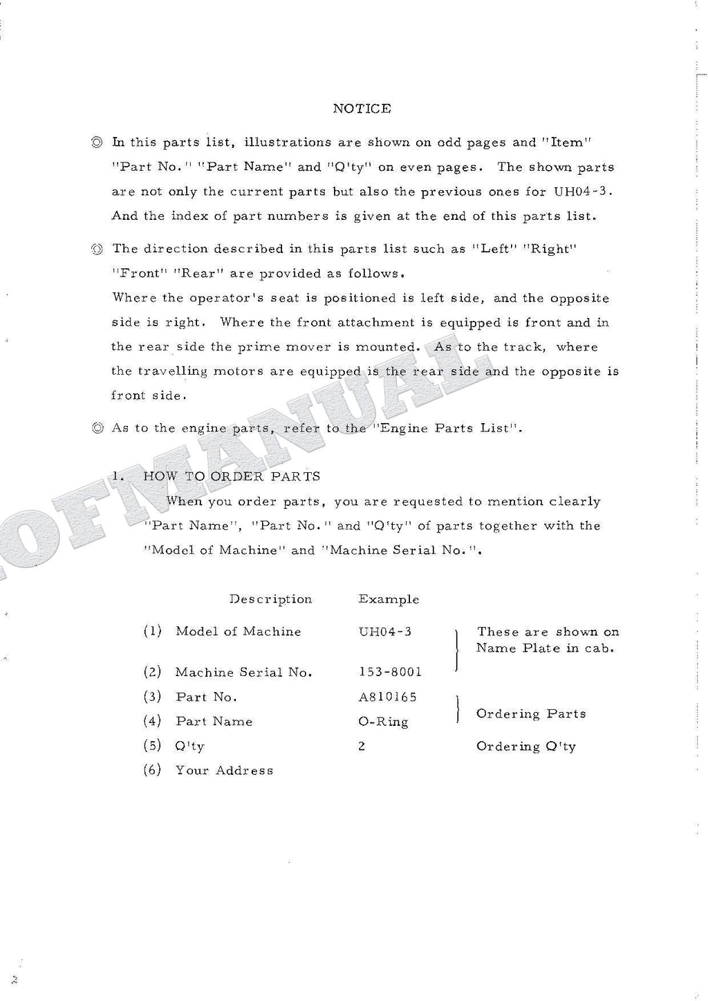 HITACHI UH04-3 Excavator Parts Catalog Manual P155-6-2