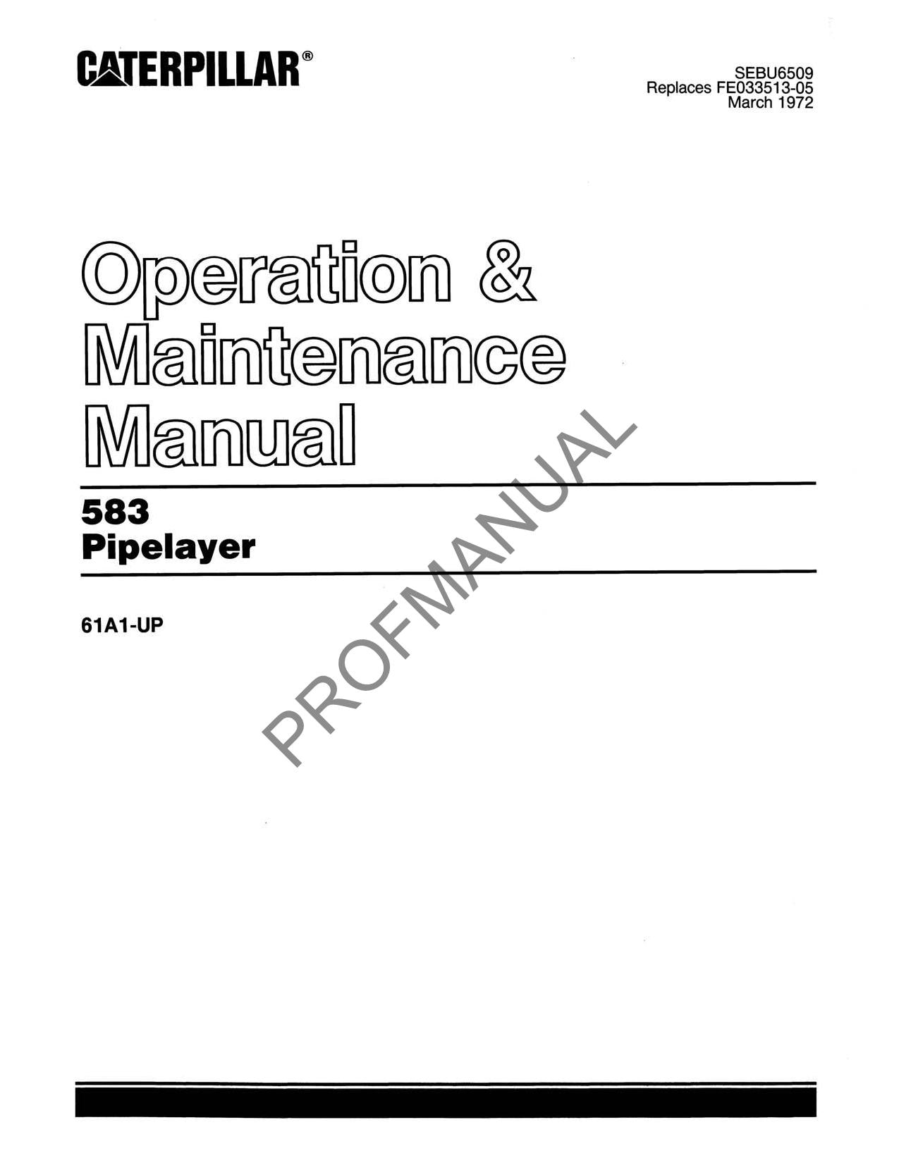 Manual de mantenimiento del operador del tiendetubos Caterpillar 583 SEBU6509