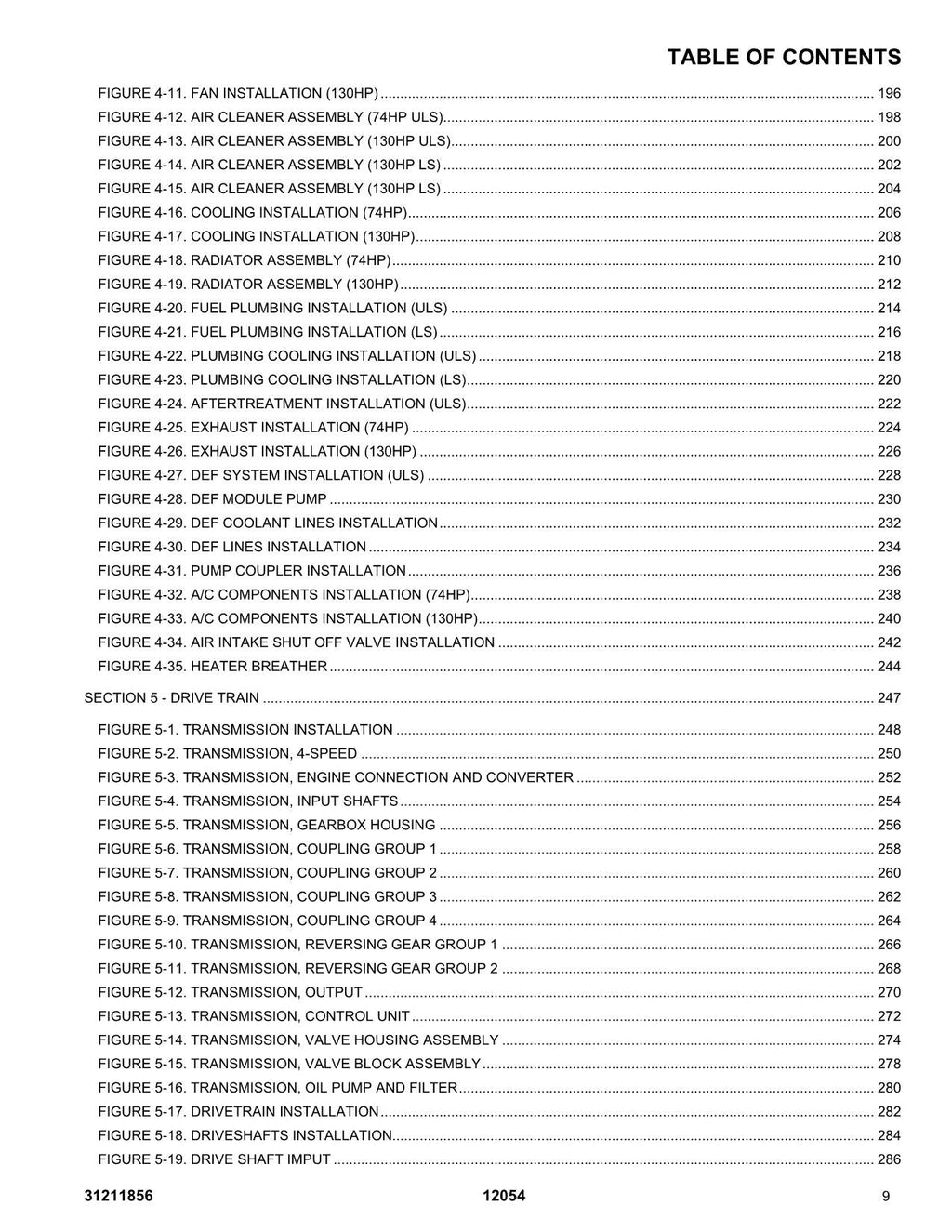 SKYTRAK 12054 Telehandler Parts Catalog Manual 31211856