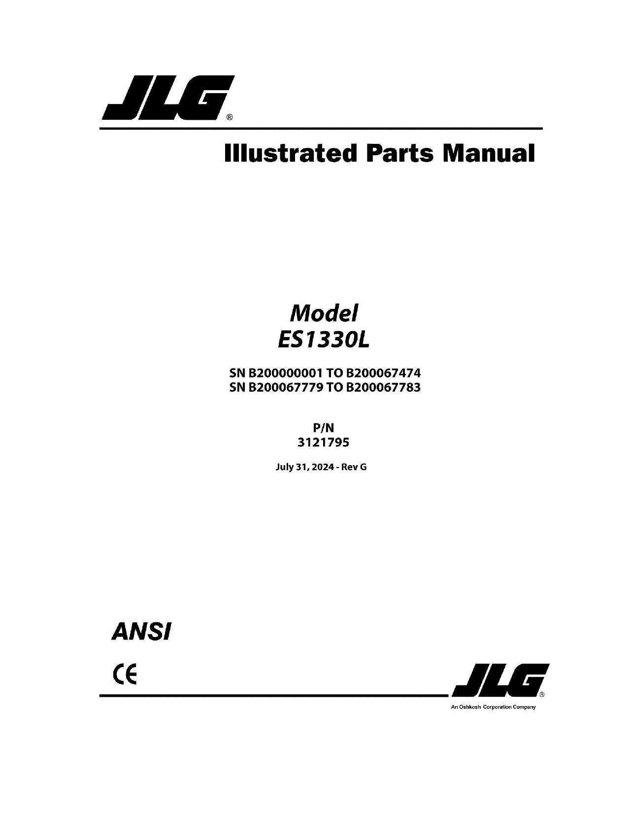 Manual del catálogo de piezas del elevador de tijera JLG ES1330L