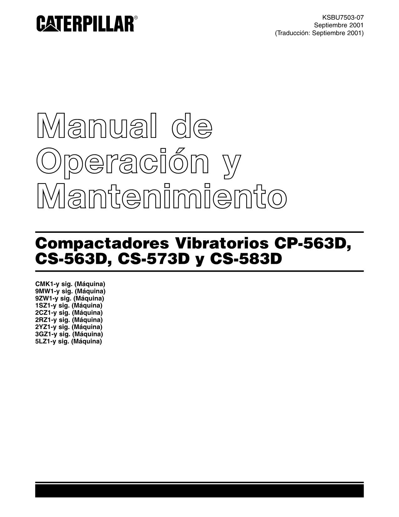 Caterpillar CP 563D CS 563D CS 573D CS 583D Compactadora Manual de Operación