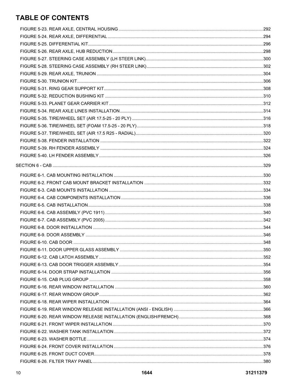 JLG 1644 Telehandler Parts Catalog Manual 31211379