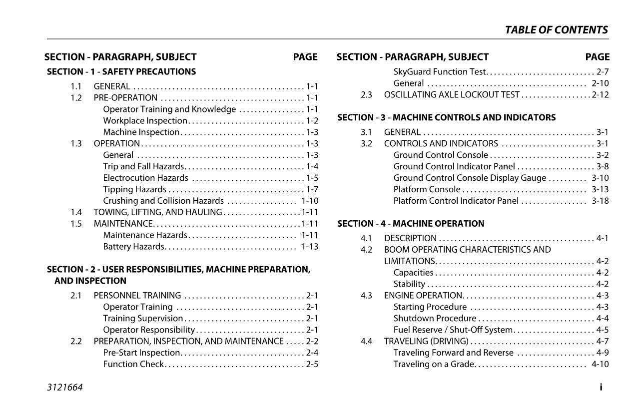 JLG 520AJ Boom Lift Maintenance Operation Operators Manual 3121664