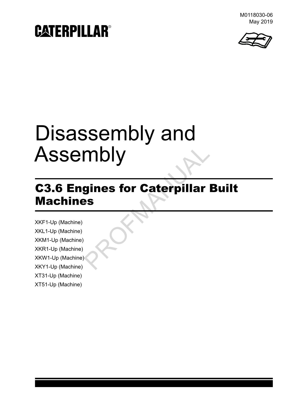 Caterpillar CAT C3.6 ENGINE Built Machine Manual Disassembly Assembly