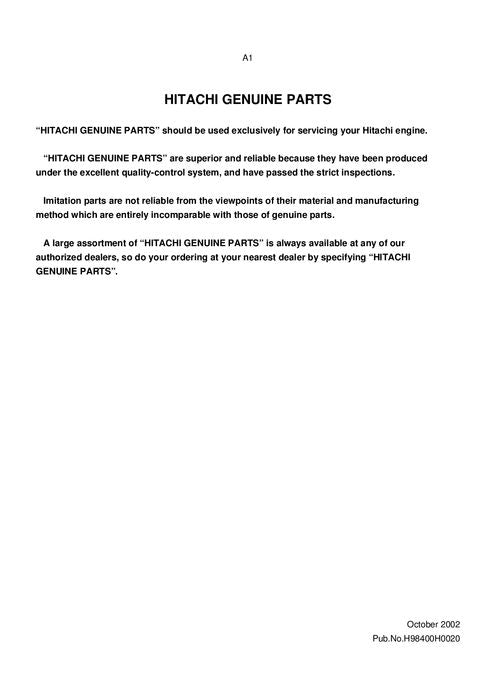 Hitachi S16R-Y1TAA1 Engine parts catalog manual serial 010847-