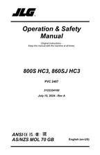 Manual del operador de mantenimiento de plataformas elevadoras JLG 800S HC3 860SJ HC3 3122324100