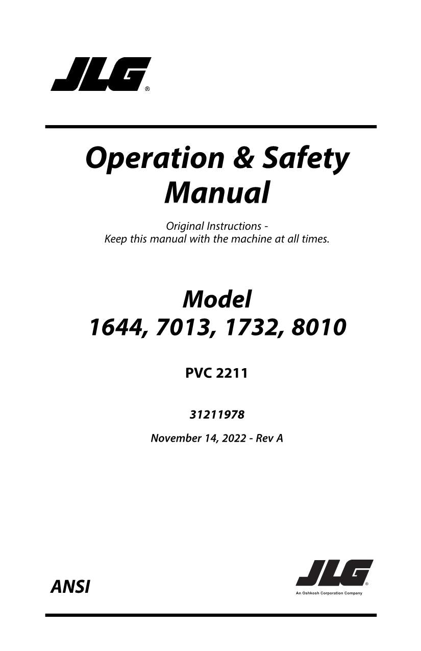 Manual del operador de mantenimiento de manipuladores telescópicos JLG 1644 1732 7013 8010 31211978
