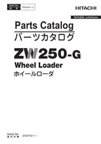 Hitachi ZW250-G Wheel Loader Parts Catalog Manual SN 000701-up