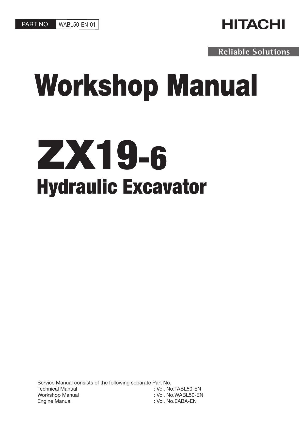 Manual de servicio y reparación del taller de la excavadora Hitachi ZX19-6