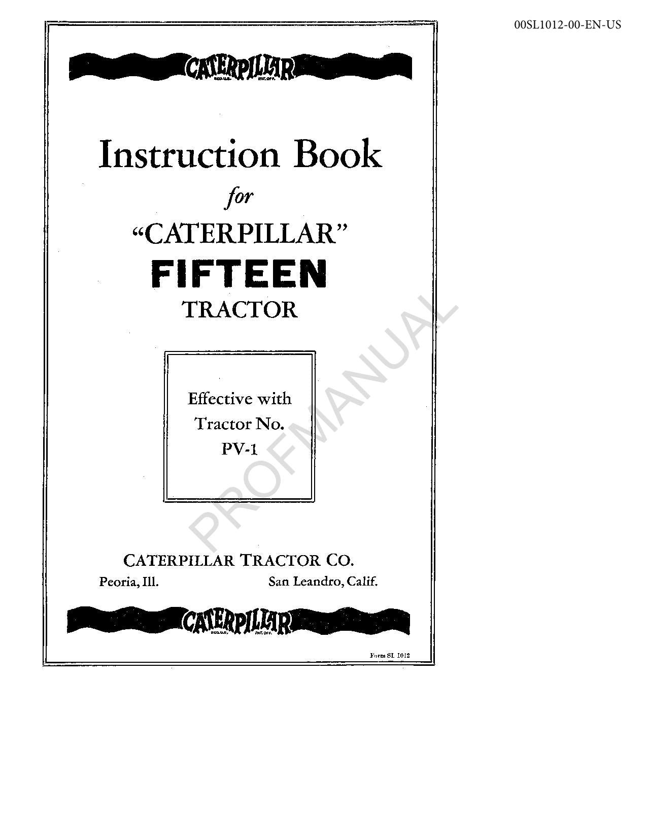 Manual del operador del tractor Caterpillar Fifteen 00SL1012EN-US