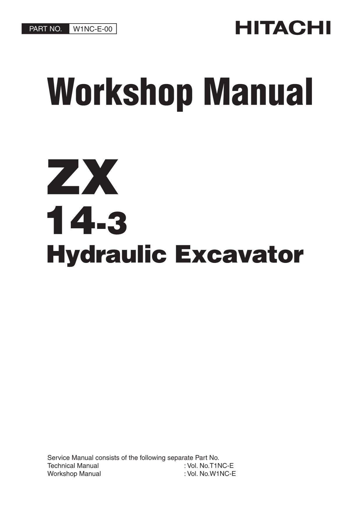 Manual de servicio y reparación de la excavadora Hitachi ZX14-3