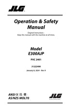 JLG E300AJP Boom Lift Maintenance Operation Operators Manual 31222490