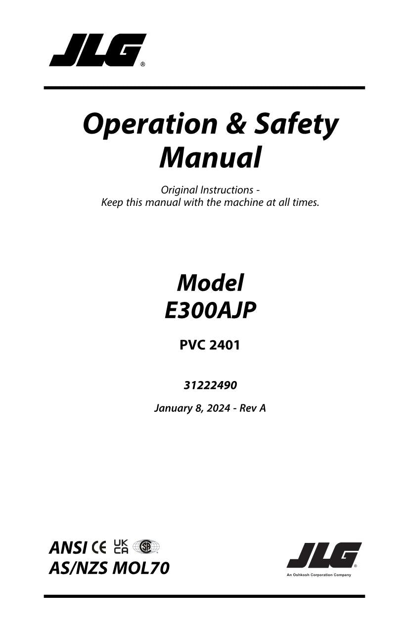 Manual del operador de mantenimiento y operación de la plataforma elevadora JLG E300AJP 31222490