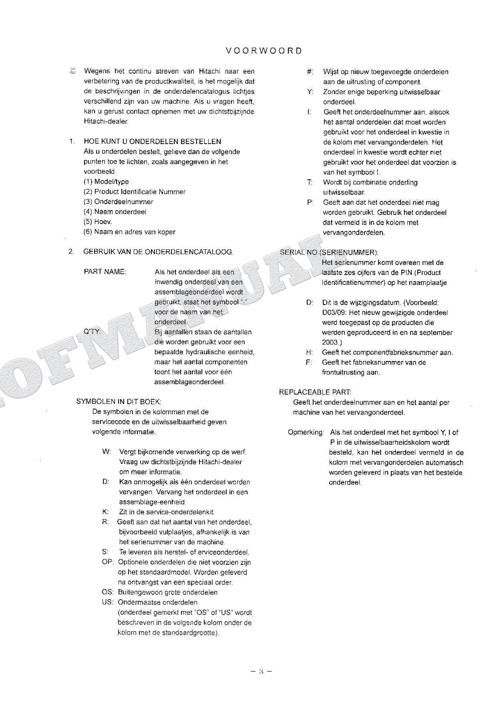 HITACHI ZX120 120-E 130 130H 130K 130LCN Equip Excavator Parts Catalog Manual