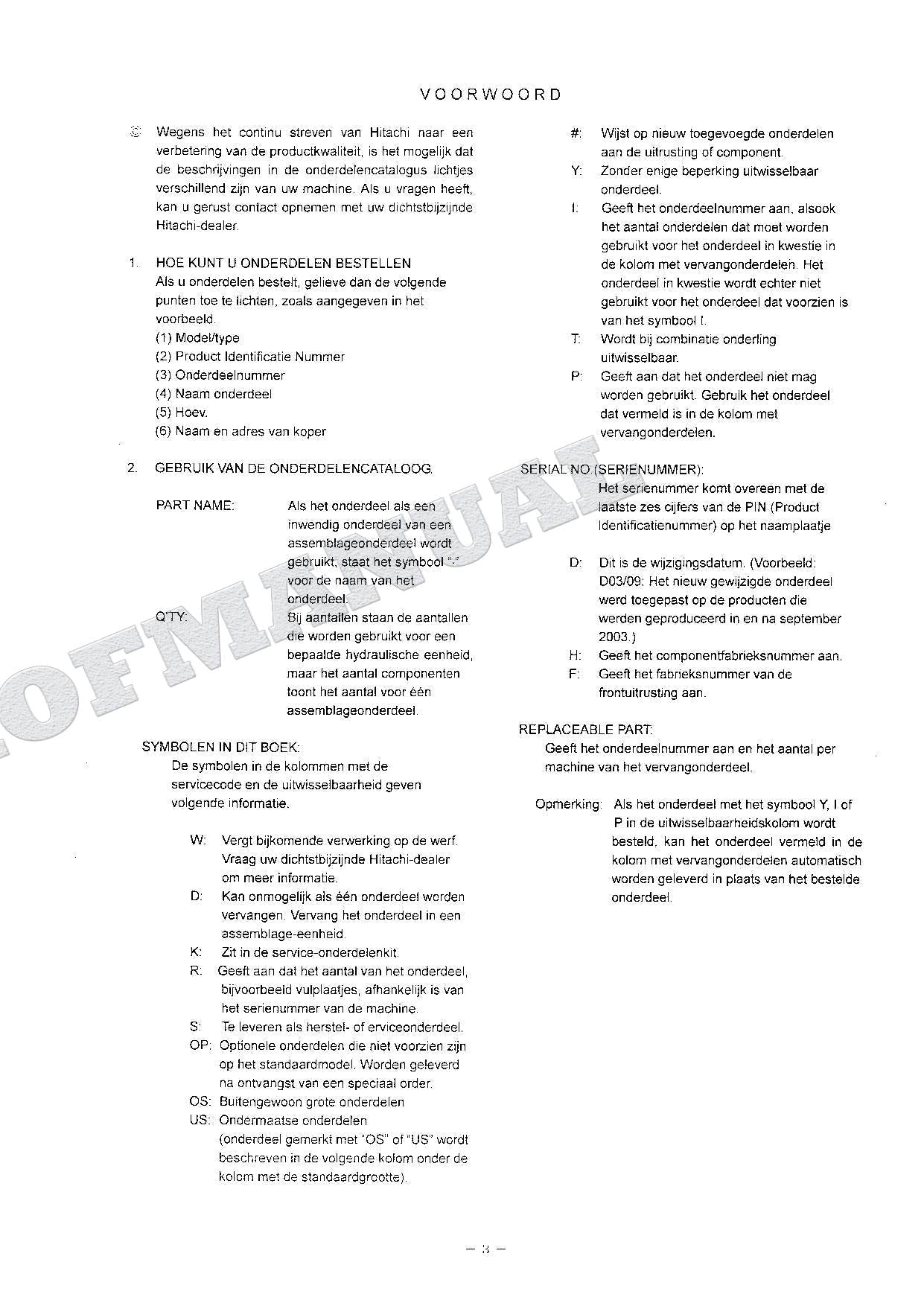 HITACHI ZX120 120-E 130 130H 130K 130LCN Equip Excavator Parts Catalog Manual