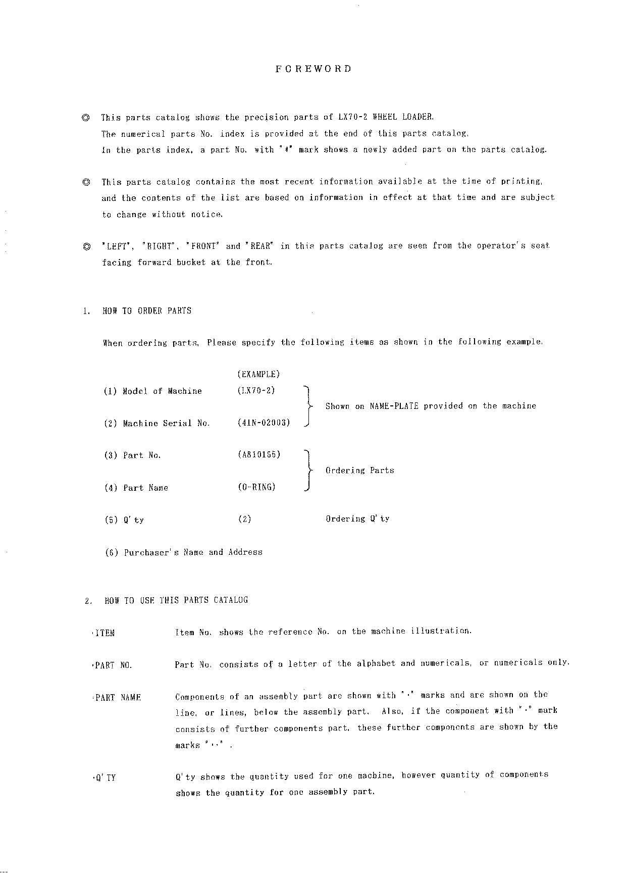 Hitachi LX70-2 Wheel Loader Equip Component Parts Catalog Manual SN 02003-up