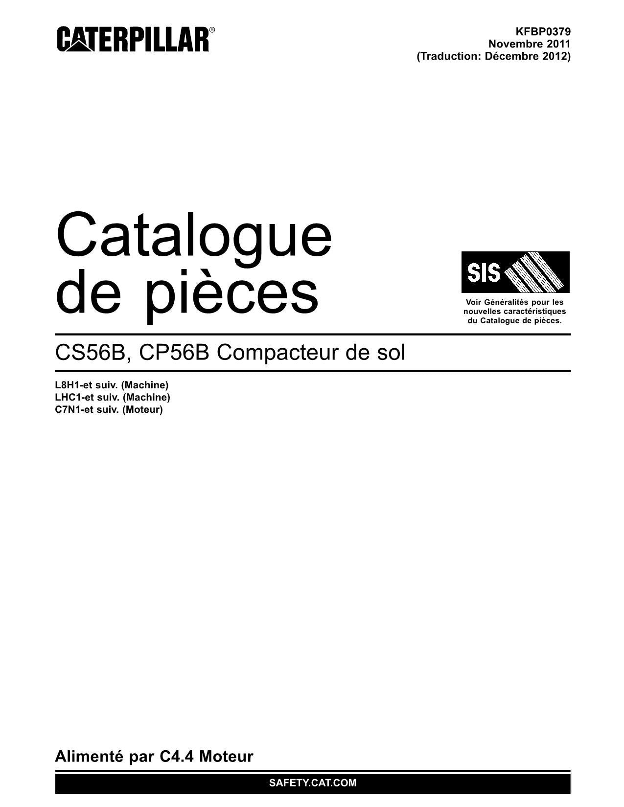 Caterpillar CP56B CS56B Compacteur Manuel de catalogue de pièces