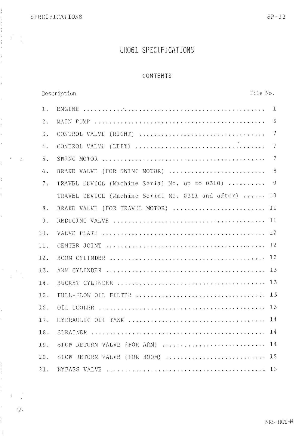HITACHI UH061 Excavator Service Manual