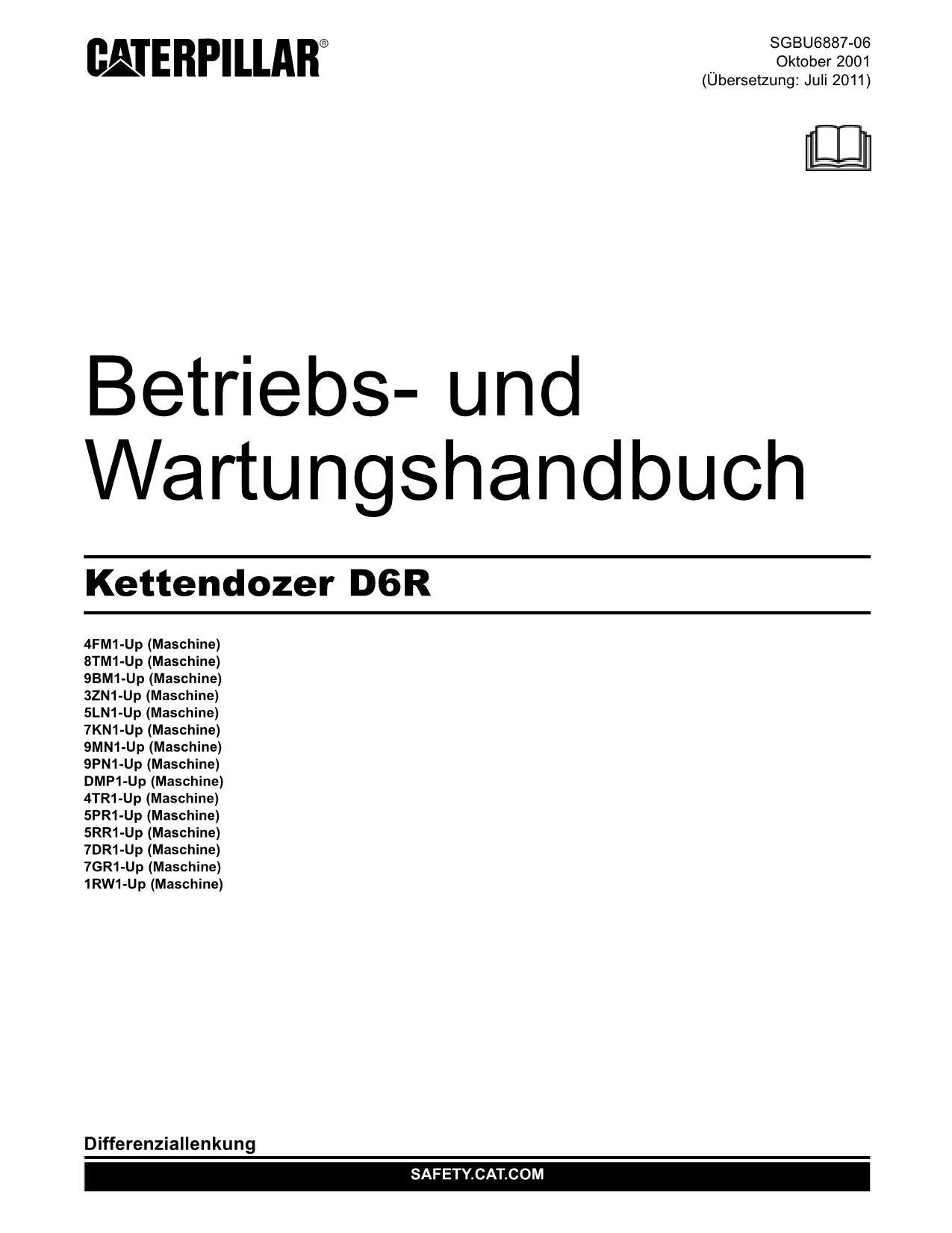 Caterpillar D6R Dozer Betriebsanleitung Wartungshandbuch Buch