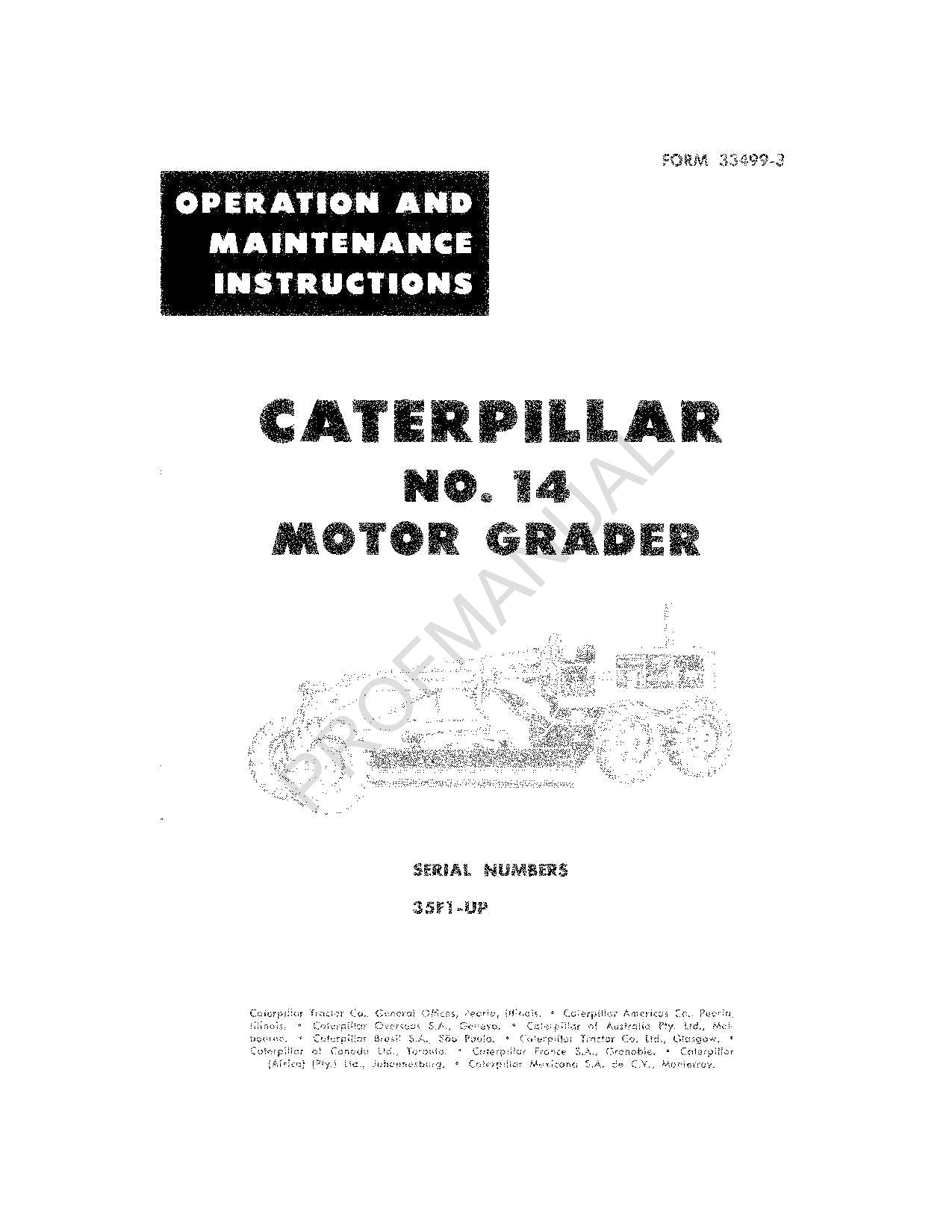 Manual de mantenimiento del operador de la motoniveladora Caterpillar 14 (35F1-Up)