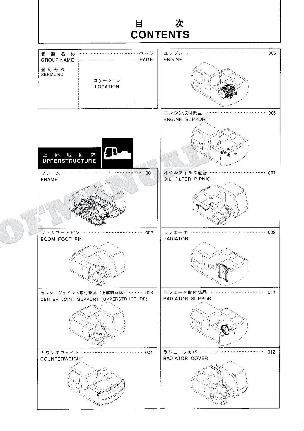 HITACHI ZAXIS ZX95 Excavator Parts Catalog Manual SN 010001-