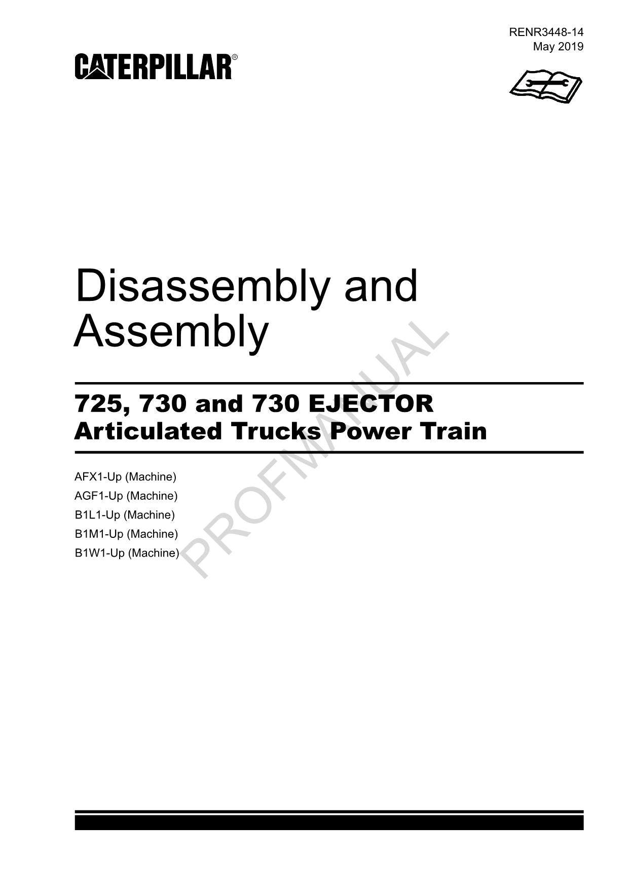 Caterpillar 725 730 730 EJECTOR TRUCK Power Train Disassem Assem Service Manual