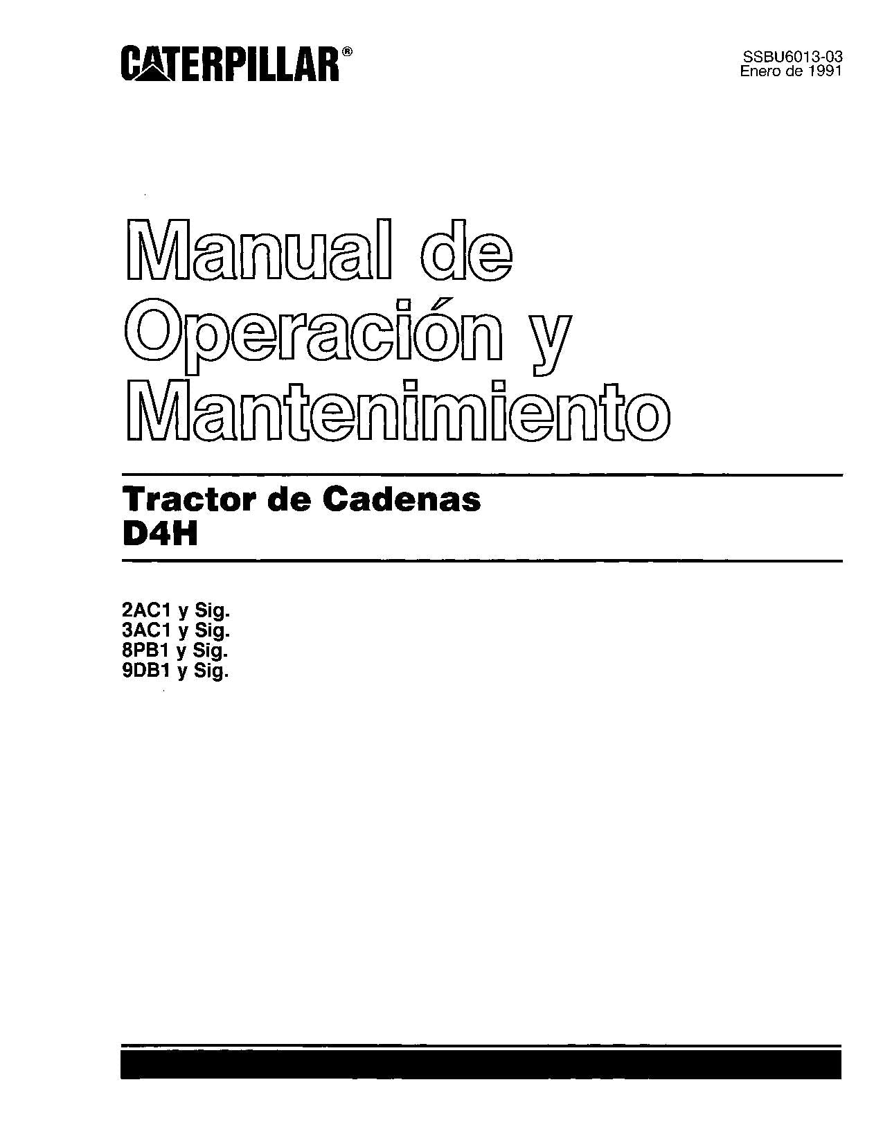Caterpillar D4H Tractor de Cadenas Manual de Operación y Mantenimiento Español