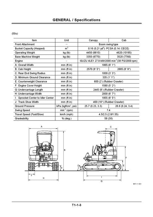 Hitachi EX40U EX50U Excavator Technical Workshop Service Manual + SCHEMATIC