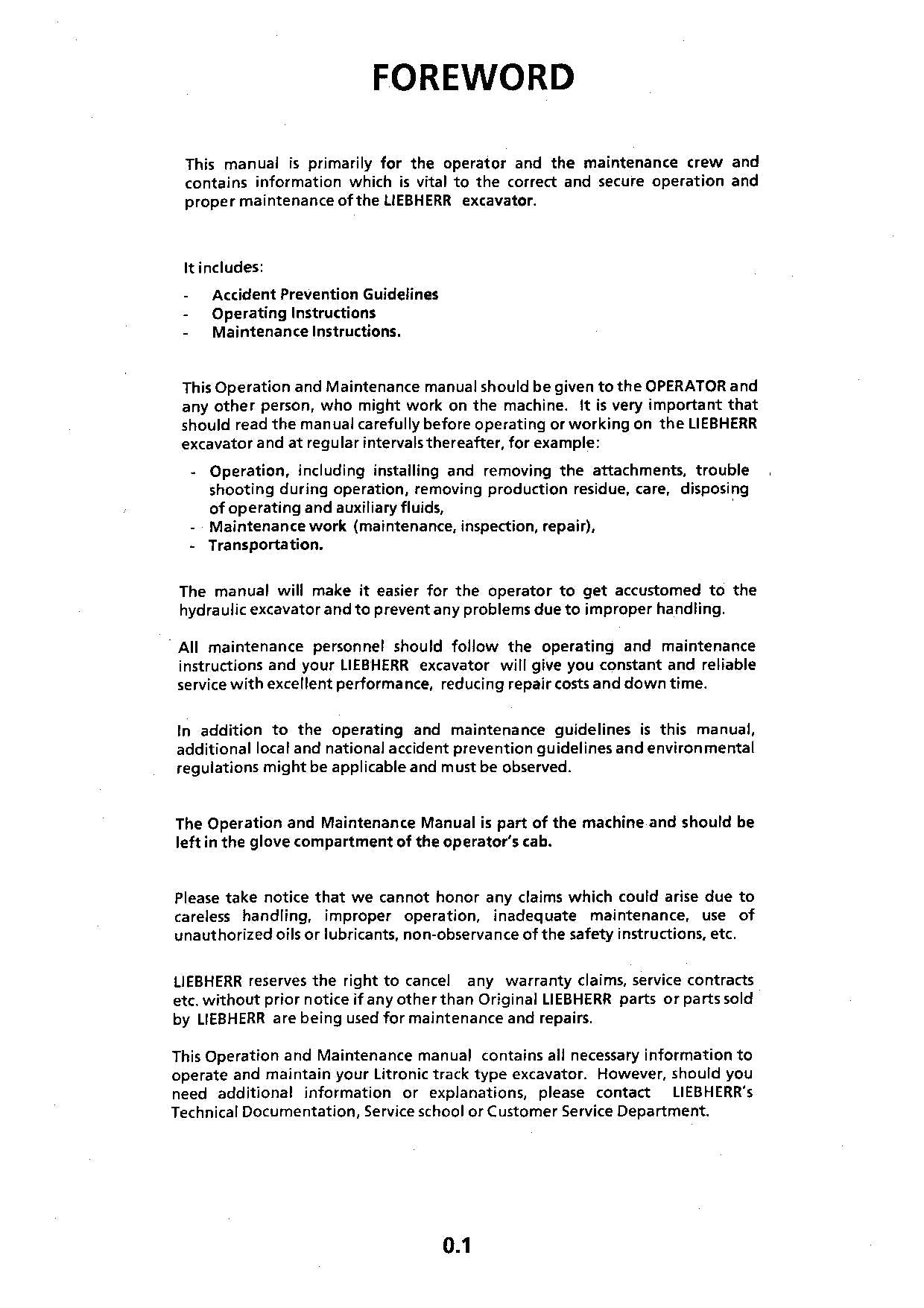 Liebherr R974 B Litronic Excavator Operators manual serial 9079