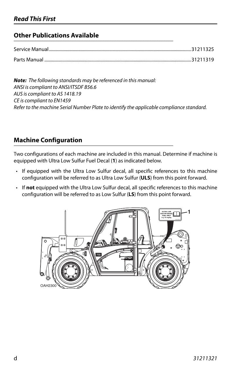 Manual del operador de mantenimiento y operación del manipulador telescópico JLG G5-18A 31211321