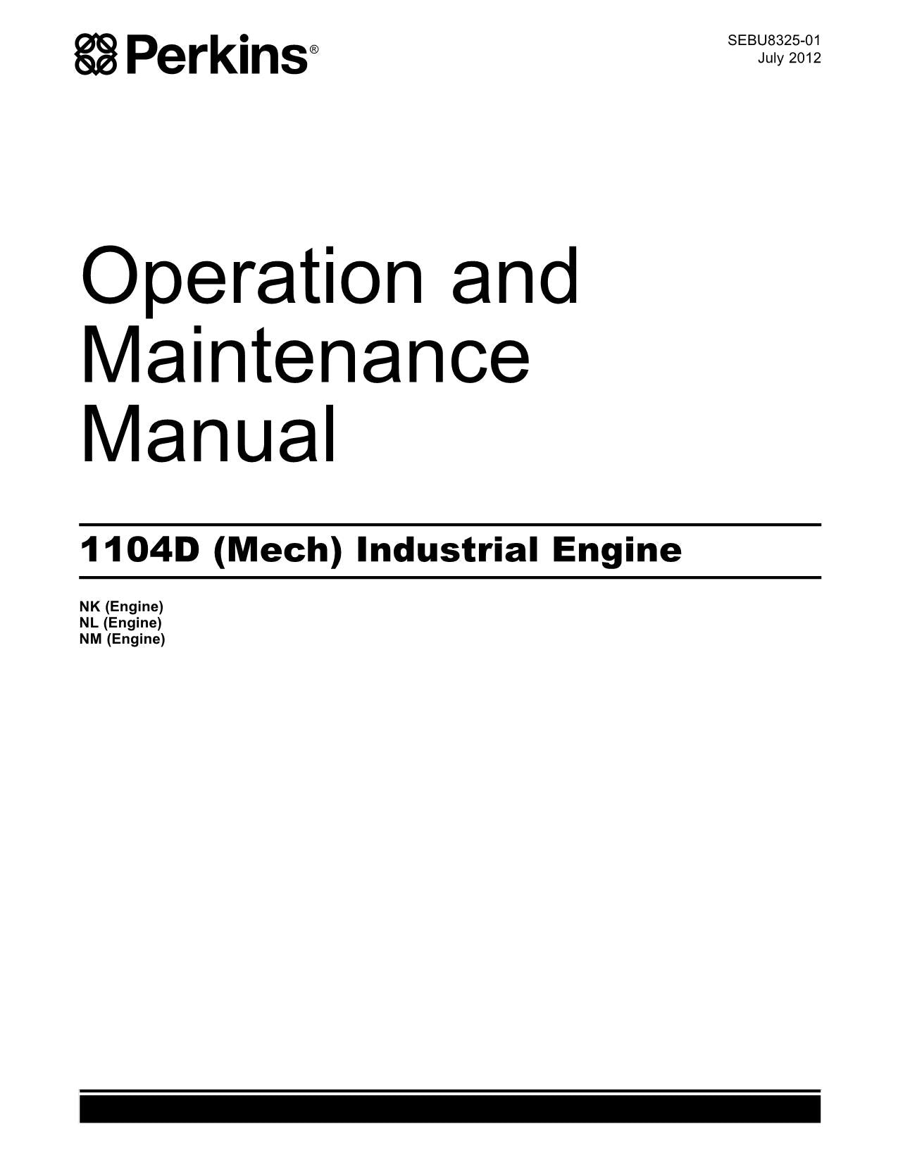 Hyundai PERKINS 1104D ENGINE Operation Maintenance Manual