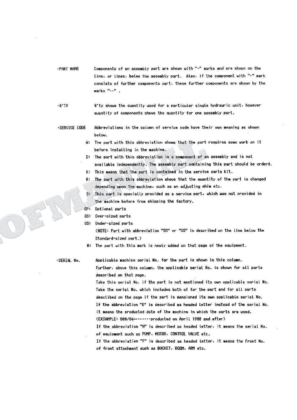 HITACHI EX120 Equipment Component Excavator Parts Catalog Manual SN 15001-