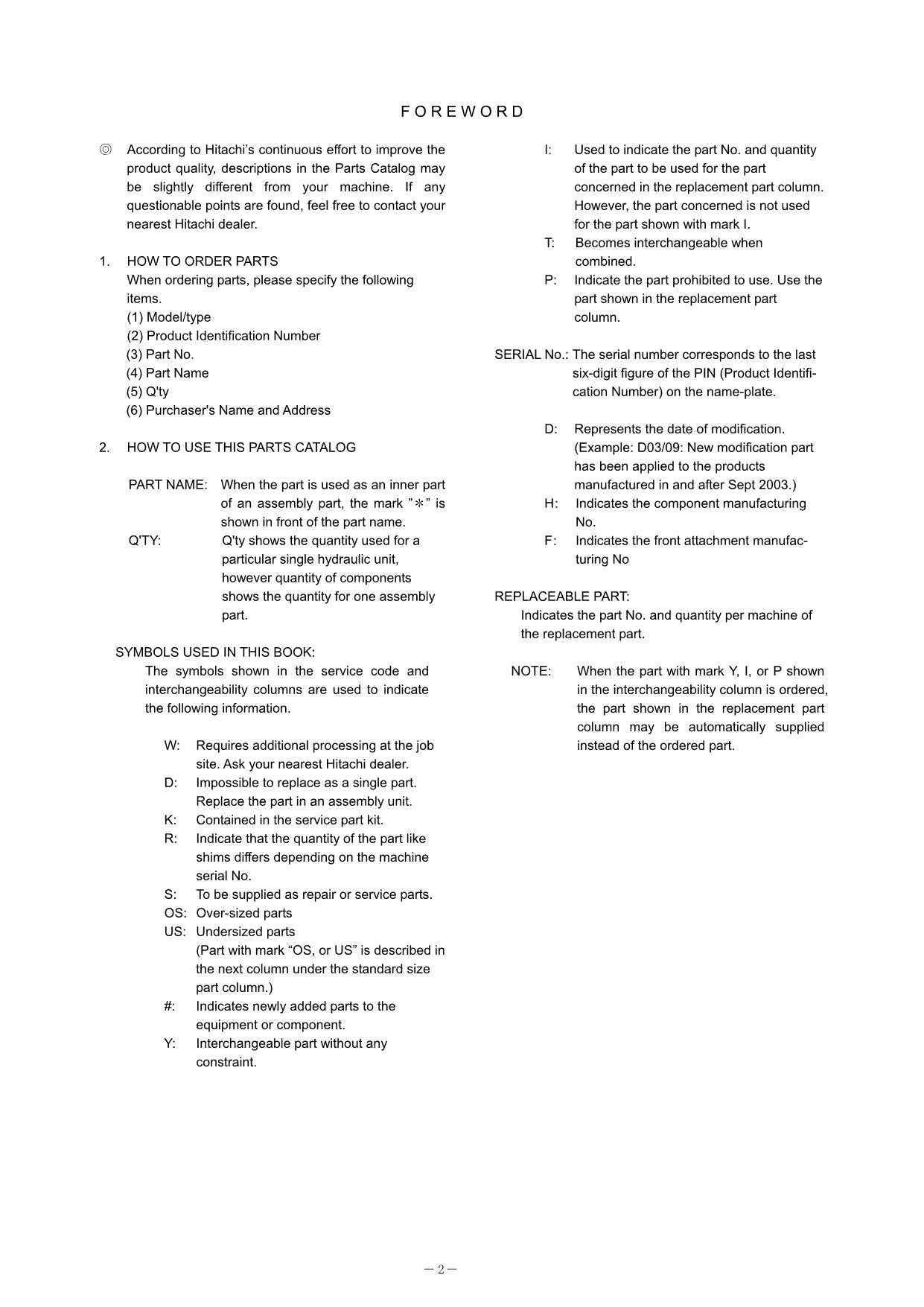 Hitachi ZW80 Wheel Loader Equipment Component Parts Catalog Manual SN 000101-up