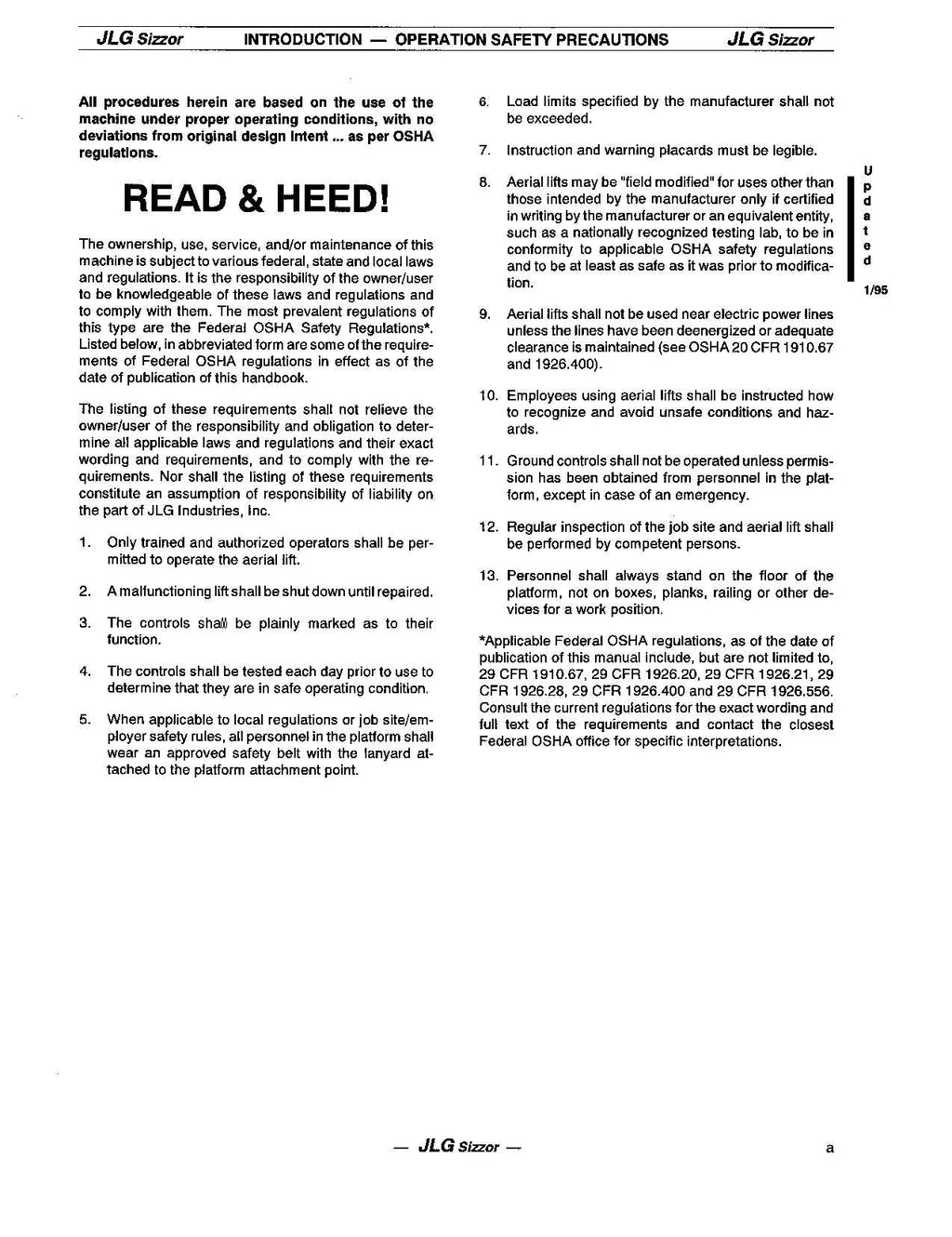JLG CM1432 CM1432PLUS CM1732 Lift Operation Parts Catalog Service Manual