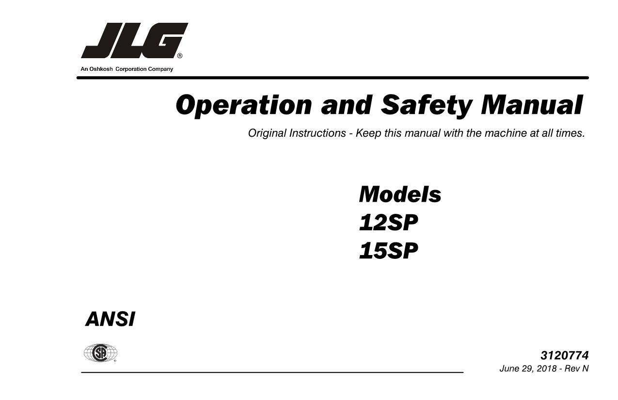 Manual del operador de mantenimiento y operación del mástil vertical JLG 12SP 15SP