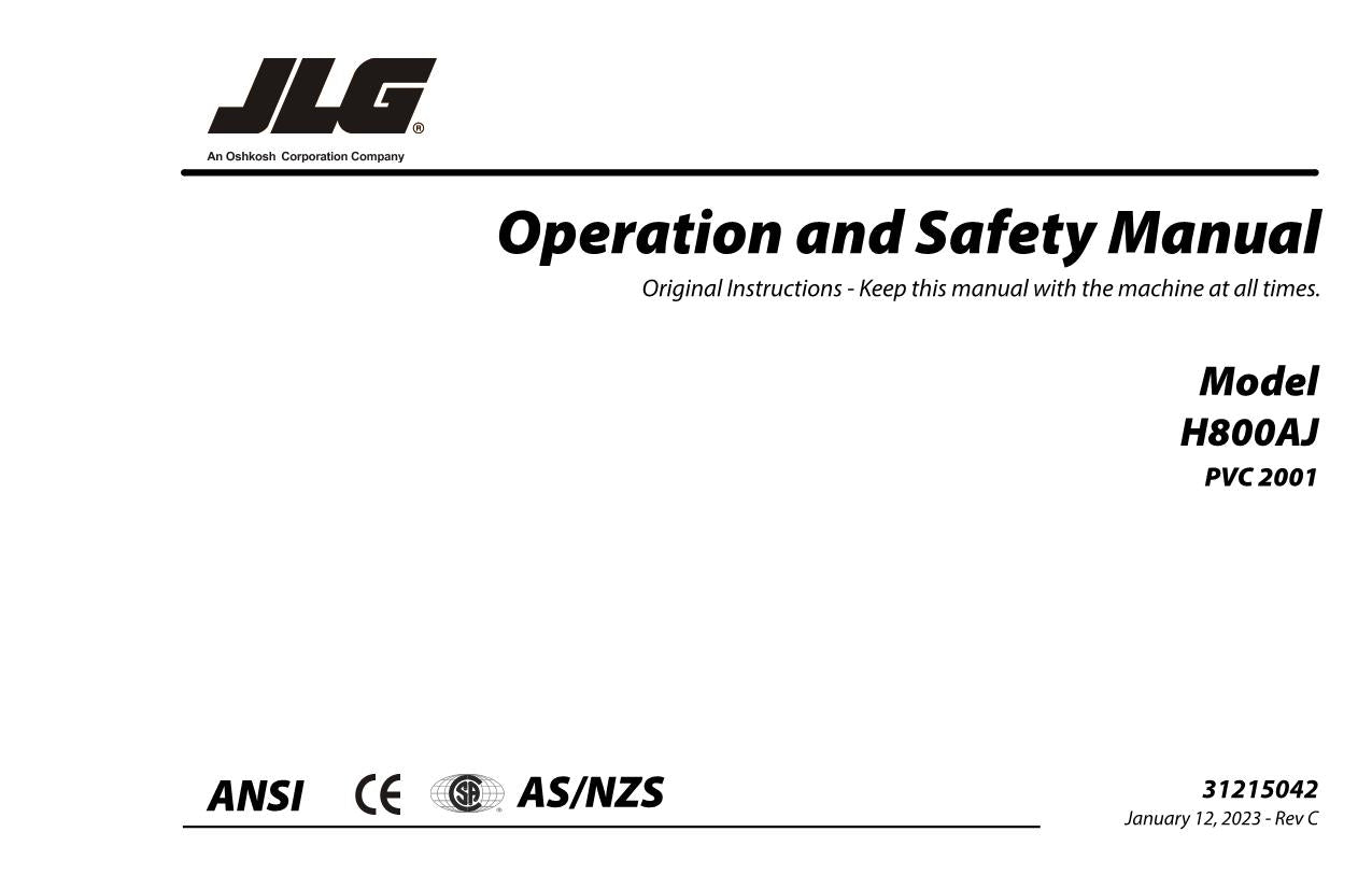 JLG H800AJ Boom Lift Maintenance Operation Operators Manual 31215042