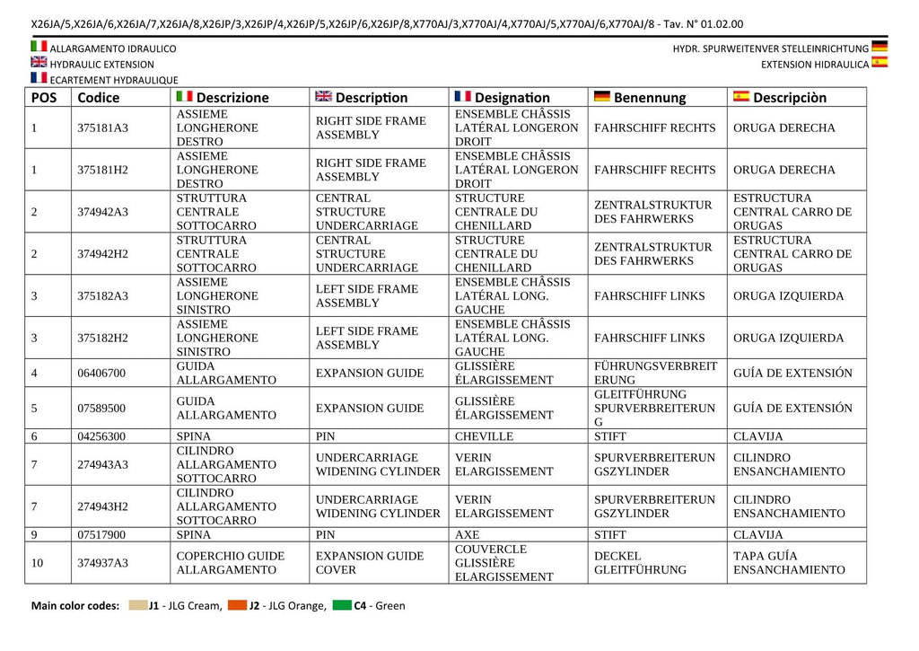 JLG X26JP X770AJ Compact Crawler Boom Parts Catalog Manual C170001399 to Present