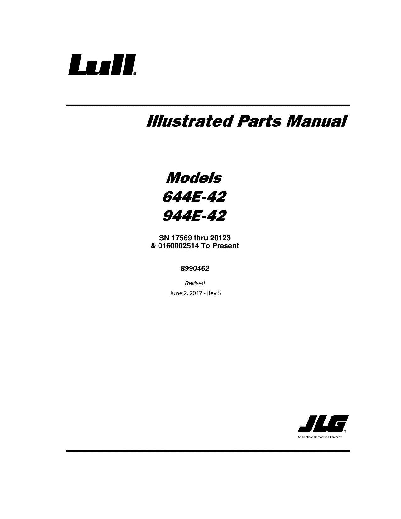 LULL 644E-42 944E-42 Telehandler Parts Catalog Manual