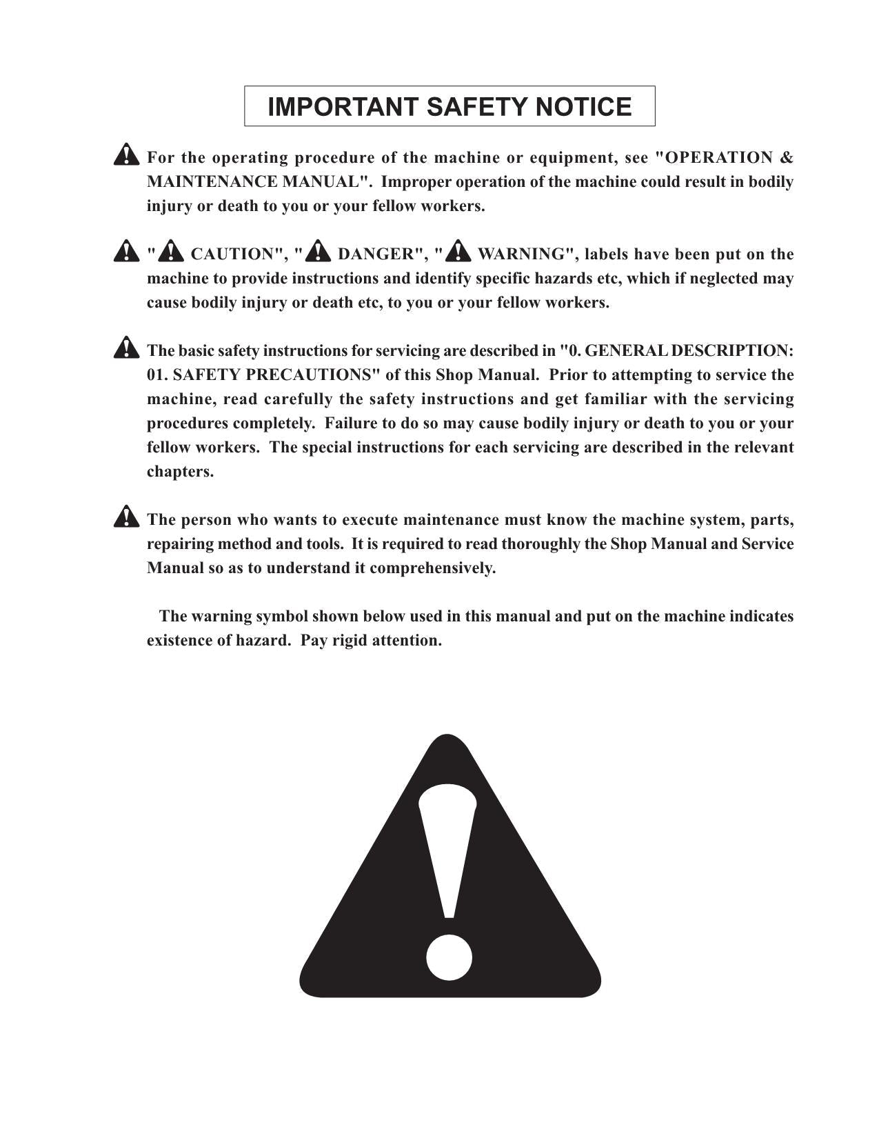 Hitachi LX110-7 LX130-7 LX160-7 LX190-7 LX230-7 Loader Workshop Manual