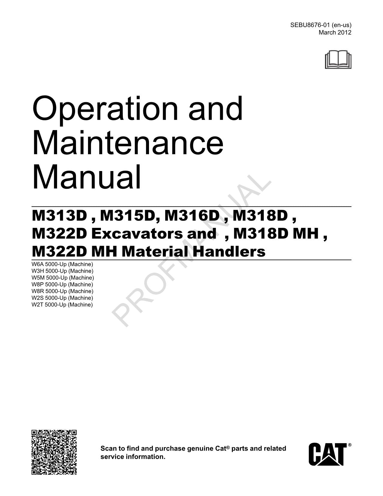 Caterpillar M318D MH M322D MH Material Hlers Operators Manual