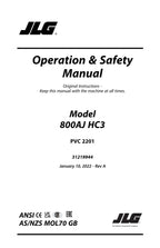 JLG 800AJ HC3 Boom Lift Maintenance Operation Operators Manual 31219944